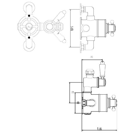 Nuie Victorian Traditional 1 Outlet Thermostatic Exposed Shower Valve Chrome A3099E LD