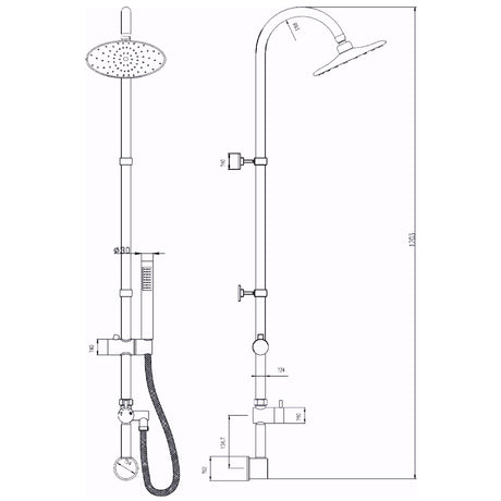 Hudson Reed Destiny Round 2 Outlet Rigid Riser Shower Kit Chrome A3115 LD