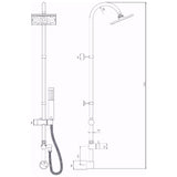 Hudson Reed Worth Square 2 Outlet Rigid Riser Shower Kit Chrome A3116 LD