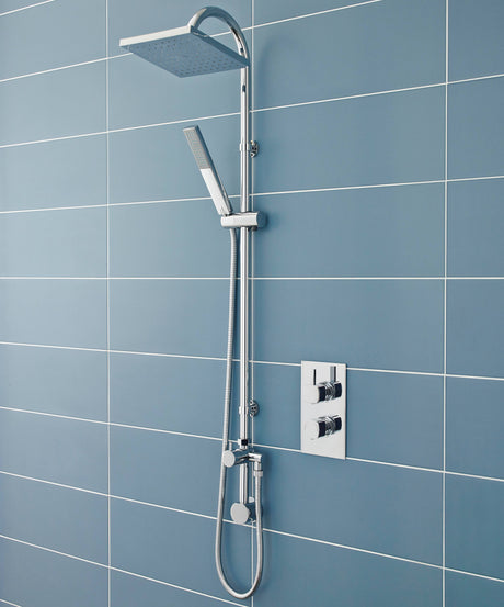 Hudson Reed Worth Square 2 Outlet Rigid Riser Shower Kit Chrome A3116 LS