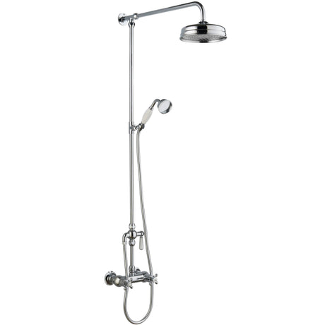 Nuie Traditional 2 Outlet Thermostatic Exposed Shower With Rigid Riser Set Chrome A3117