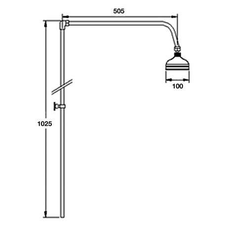 Nuie Traditional Rigid Riser Set With Swivel Head Chrome A3170 LD