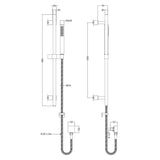 Hudson Reed Kubix Rectangular Sliding Rail Kit & Elbow Outlet Chrome A3181 LD