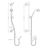 Nuie Traditional Sliding Rail Shower Set & Elbow Outlet Chrome A3211 LD