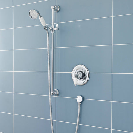 Nuie Traditional Sliding Rail Shower Set & Elbow Outlet Chrome A3211 LS