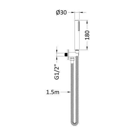 Nuie Round Elbow Outlet with Holder, Hose & Handset Chrome A3263 LD