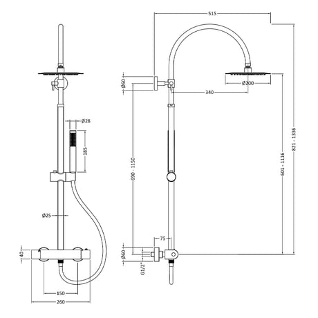 Hudson Reed Luxury Round 2 Outlet Exposed Thermostatic Shower Chrome A3530 LD