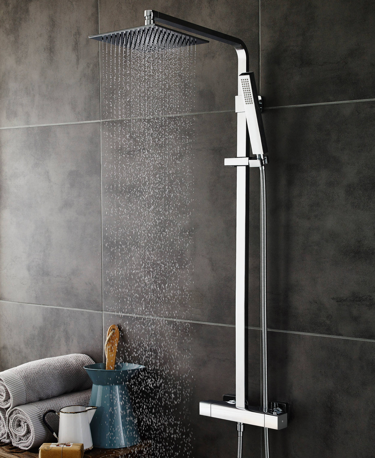 Hudson Reed Luxury Square 2 Outlet Exposed Thermostatic Shower Chrome A3531 LS