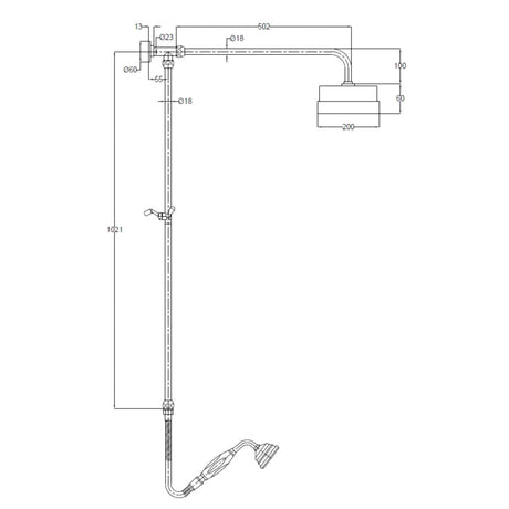 Nuie Luxury Traditional Rigid Riser Set Without Diverter Chrome A3606 LD