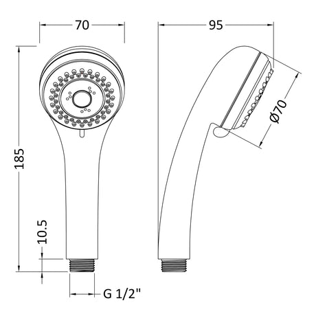 Nuie Round 3 Function Handset Chrome A371 LD