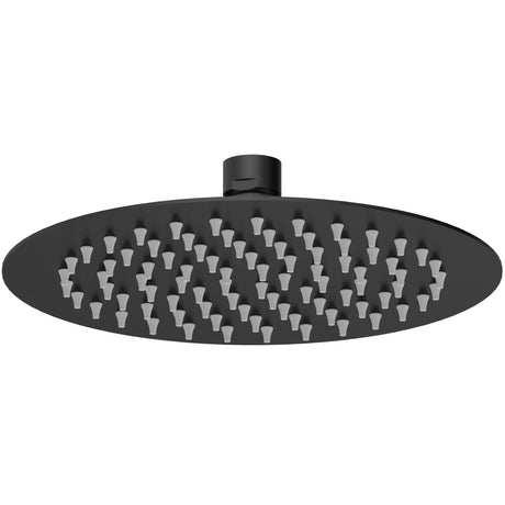 Nuie Round Stainless Steel Fixed Head Shower 200mm Matt Black A4082