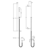 Nuie Single Function Square Sliding Rail Kit & Elbow Outlet Matt Black A4167 LD