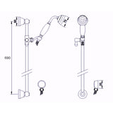 Hudson Reed Traditional Sliding Rail Shower Set & Elbow Outlet Chrome/Black A4211 LD