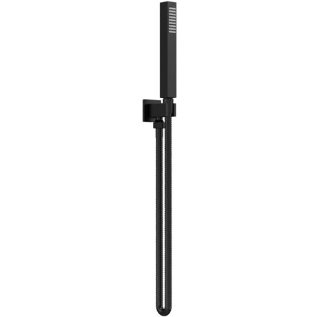 Nuie Square Elbow Outlet with Holder, Hose & Handset Matt Black A4264
