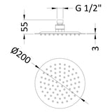 Nuie Round Stainless Steel Fixed Head Shower 200mm Brushed Pewter A7082 LD