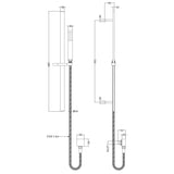 Nuie Single Function Square Sliding Rail Kit & Elbow Outlet Brushed Pewter A7167 LD