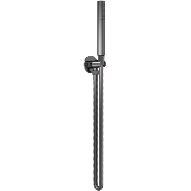 Nuie Round Elbow Outlet with Holder, Hose & Handset Brushed Pewter A7263