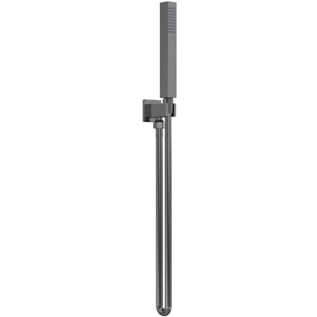 Nuie Square Elbow Outlet with Holder, Hose & Handset Brushed Pewter A7264