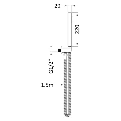 Nuie Square Elbow Outlet with Holder, Hose & Handset Brushed Pewter A7264 LD
