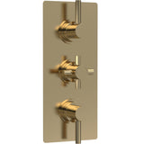 Hudson Reed Tec Pura 3 Outlet Thermostatic Concealed Shower Valve With Diverter Brushed Brass A8023