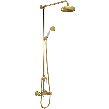 Hudson Reed 2 Outlet Thermostatic Exposed Shower With Rigid Riser Set Brushed Brass A8117