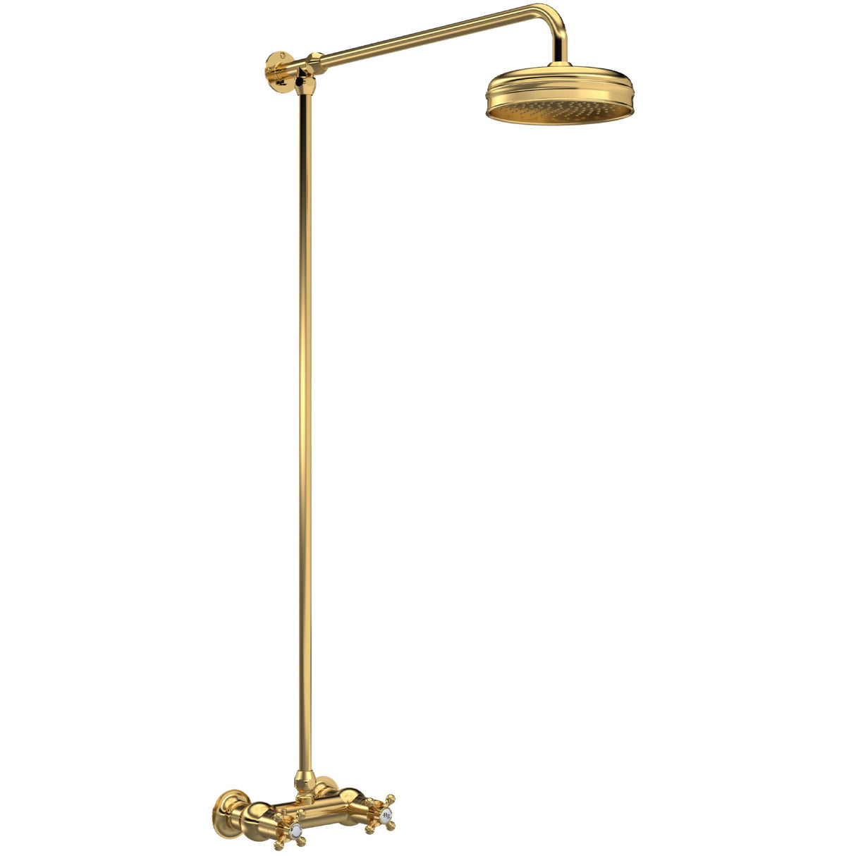 Hudson Reed 1 Outlet Thermostatic Exposed Shower With Rigid Riser Set Brushed Brass A8118
