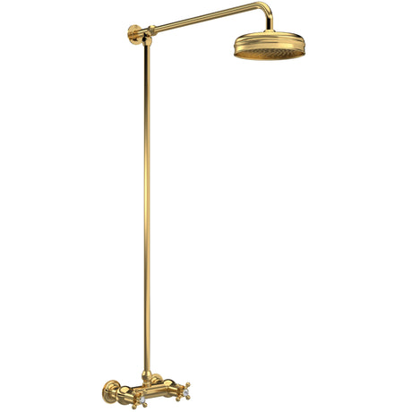 Hudson Reed 1 Outlet Thermostatic Exposed Shower With Rigid Riser Set Brushed Brass A8118