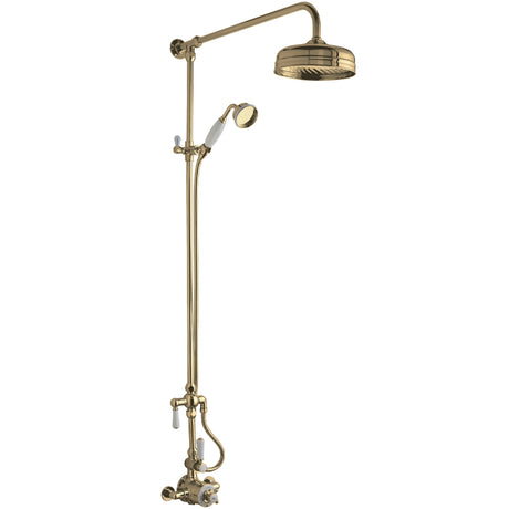 Hudson Reed 2 Outlet Thermostatic Dual Exposed Shower With Rigid Riser Set Brushed Brass A8119