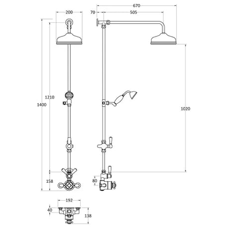 Hudson Reed 2 Outlet Thermostatic Dual Exposed Shower With Rigid Riser Set Brushed Brass A8119 LD