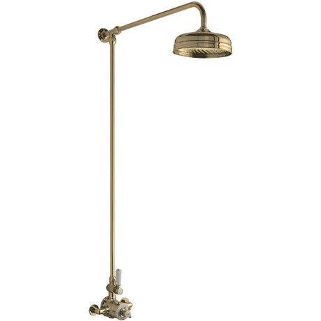 Hudson Reed 1 Outlet Thermostatic Dual Exposed Shower With Rigid Riser Set Brushed Brass A8120