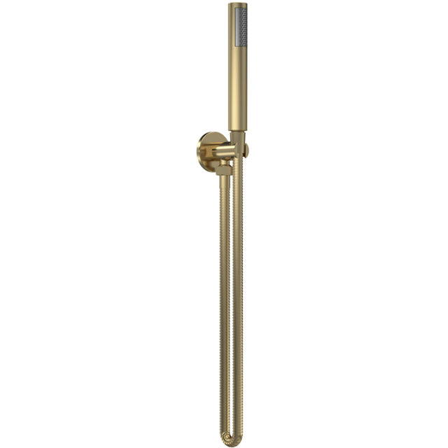 Nuie Round Elbow Outlet with Holder, Hose & Handset Brushed Brass A8263