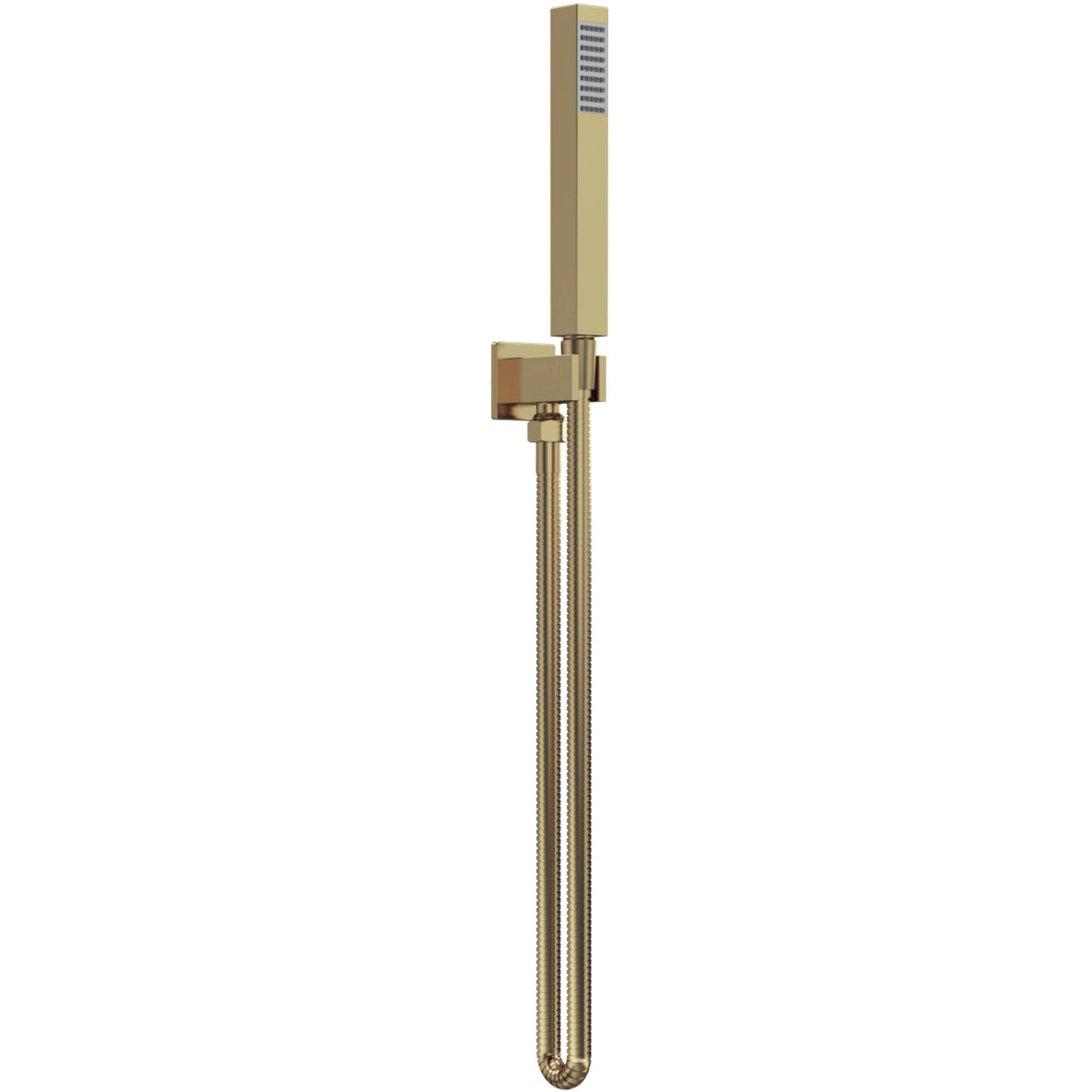 Nuie Square Elbow Outlet with Holder, Hose & Handset Brushed Brass A8264