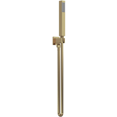 Nuie Square Elbow Outlet with Holder, Hose & Handset Brushed Brass A8264