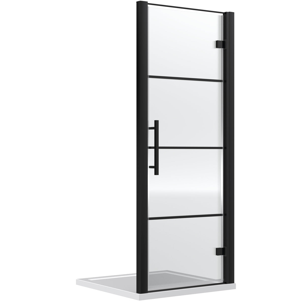 Hudson Reed Apex Hinged Shower Door Matt Black, 8mm Glass ADHD80-E8