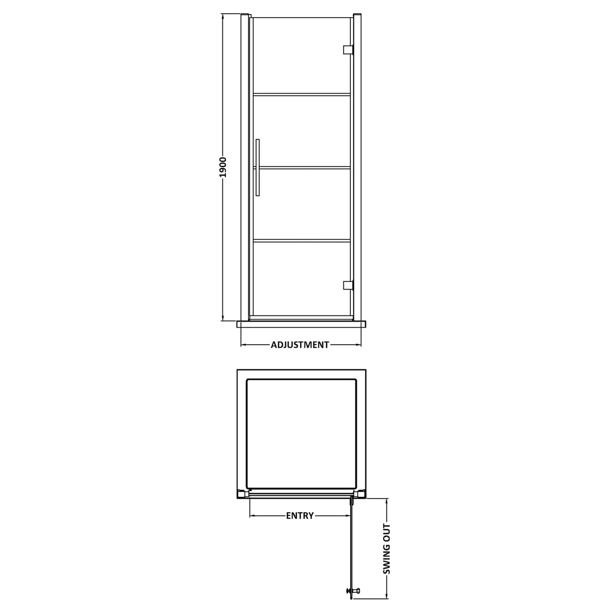 Hudson Reed Apex Hinged Shower Door Matt Black, 8mm Glass ADHD90-E8 LD