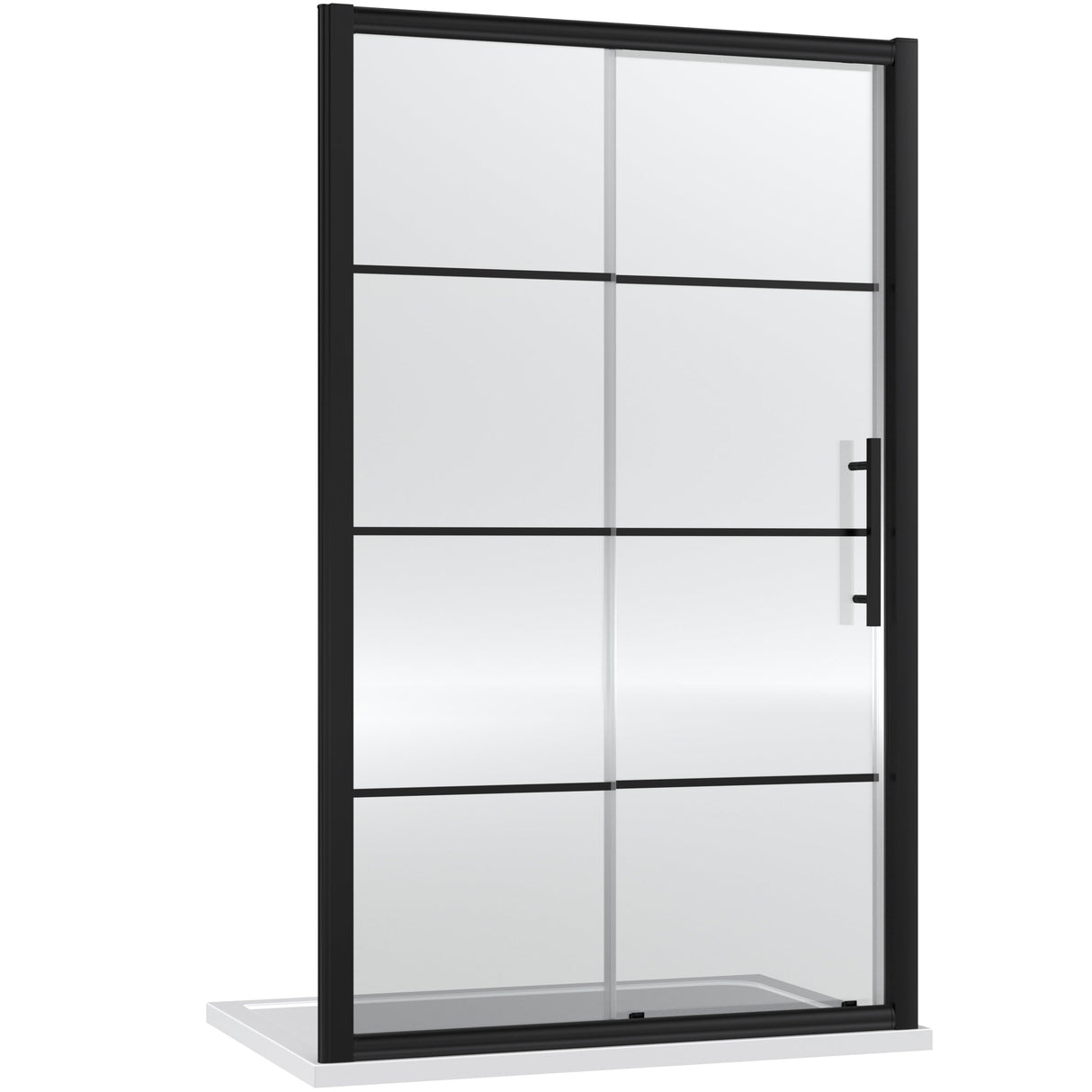 Hudson Reed Apex Sliding Shower Door Matt Black, 8mm Glass ADSL12-E8