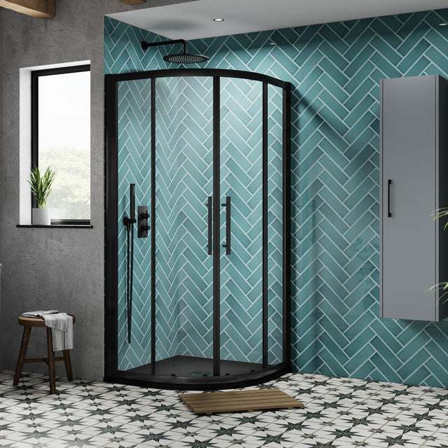 Hudson Reed Apex Quadrant Shower Enclosure Matt Black, 8mm Glass M900QBP-E8 LS