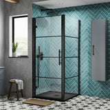 Hudson Reed Apex Hinged Shower Door Matt Black, 8mm Glass ADHD80-E8 LS2
