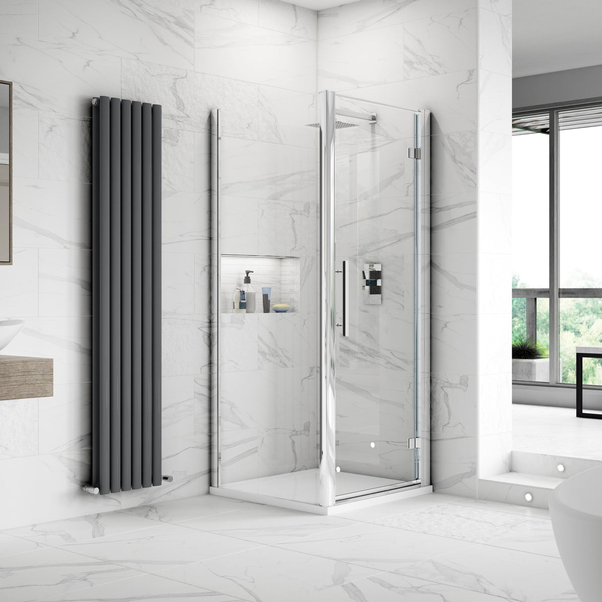 Hudson Reed Apex Hinged Shower Door Chrome, 8mm Glass MH70-E8 LS2