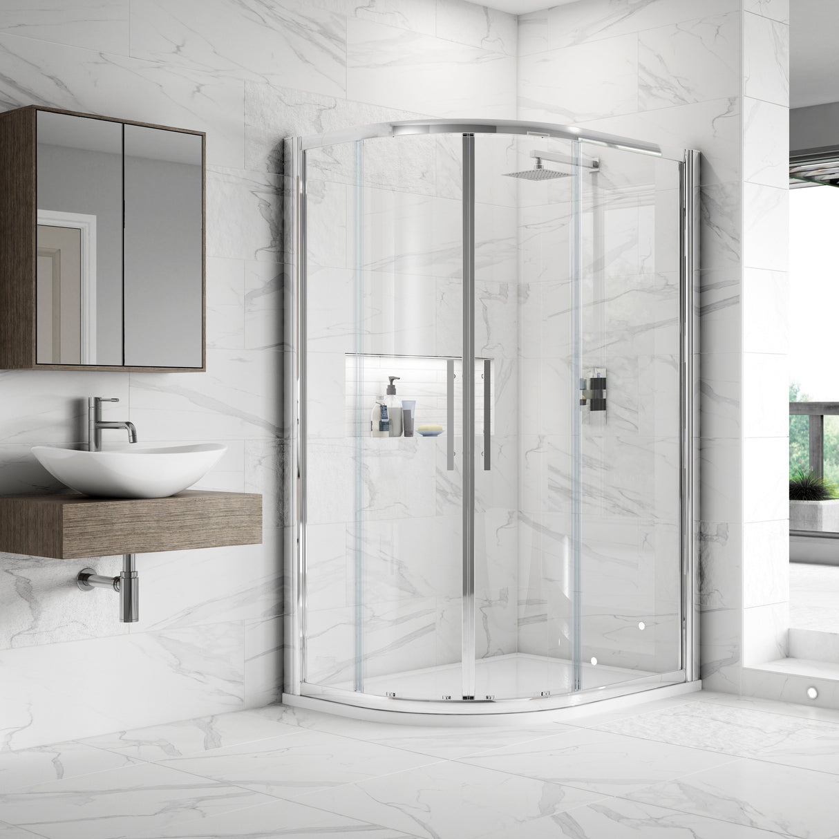 Hudson Reed Apex Offset Quadrant Shower Enclosure, Chrome, 8mm Glass M9080Q-E8 LS