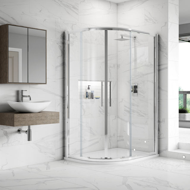 Hudson Reed Apex Offset Quadrant Shower Enclosure, Chrome, 8mm Glass M9080Q-E8 LS
