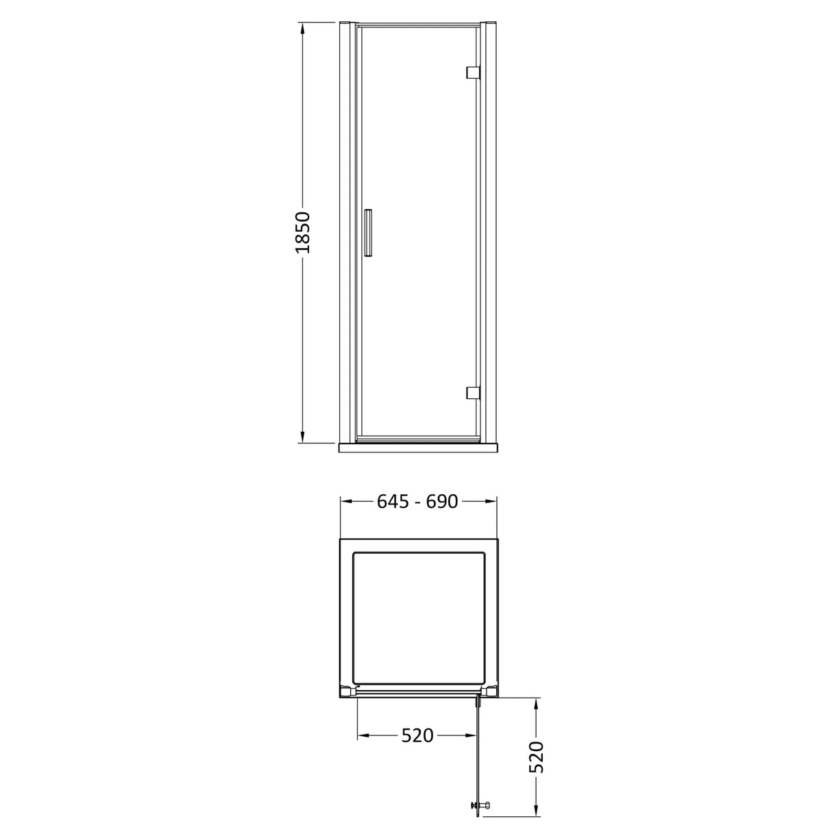 Hudson Reed Pacific Hinged Shower Door Chrome, 6mm Glass AQHD70 LD