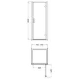 Hudson Reed Pacific Hinged Shower Door Chrome, 6mm Glass AQHD80 LD