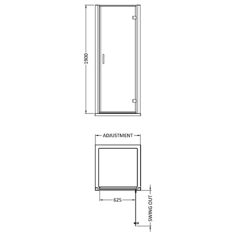 Nuie Lucie Hinged Shower Door Brushed Brass, 8mm Glass AQHD80NBB-E8 LD