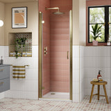 Nuie Lucie Hinged Shower Door Brushed Brass, 8mm Glass AQHD80NBB-E8 LS1