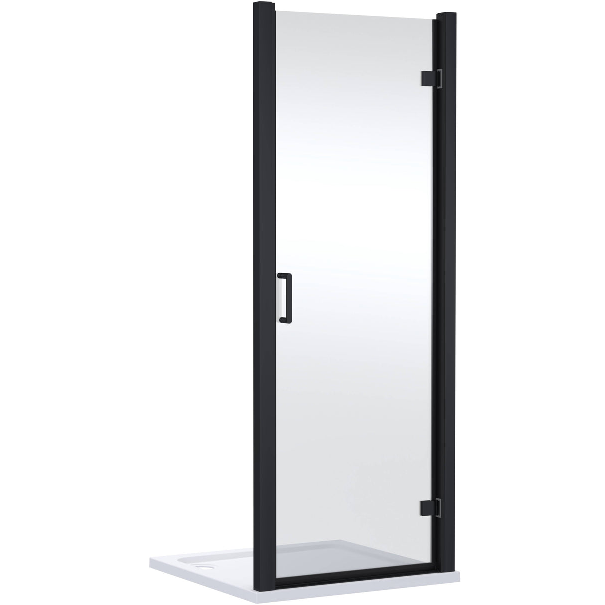 Nuie Lucie Hinged Shower Door Matt Black, 8mm Glass AQHD80NBP-E8