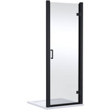 Nuie Lucie Hinged Shower Door Matt Black, 8mm Glass AQHD90NBP-E8