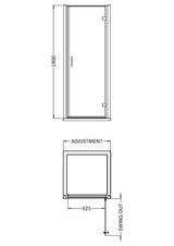 Nuie Lucie Hinged Shower Door Matt Black, 8mm Glass AQHD90NBP-E8 LD