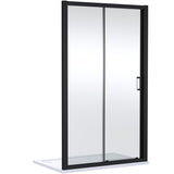 Nuie Lucie Sliding Shower Door Matt Black, 8mm Glass AQSL12NBP-E8