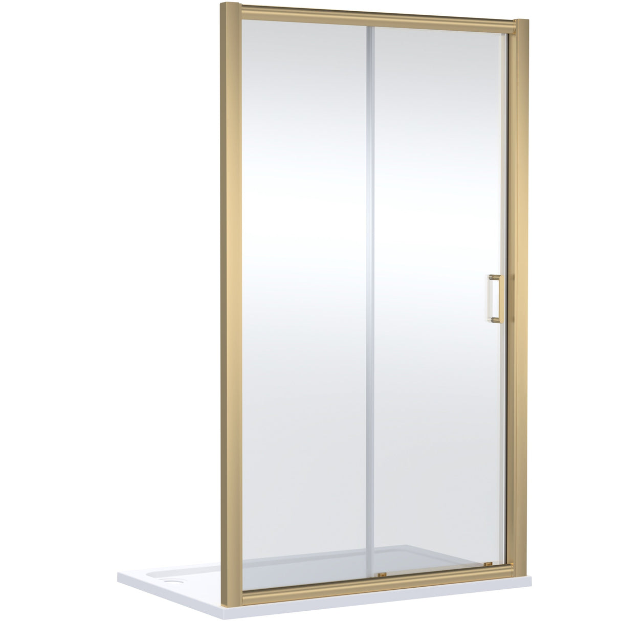 Nuie Lucie Sliding Shower Door Brushed Brass, 8mm Glass AQSL14NBB-E8